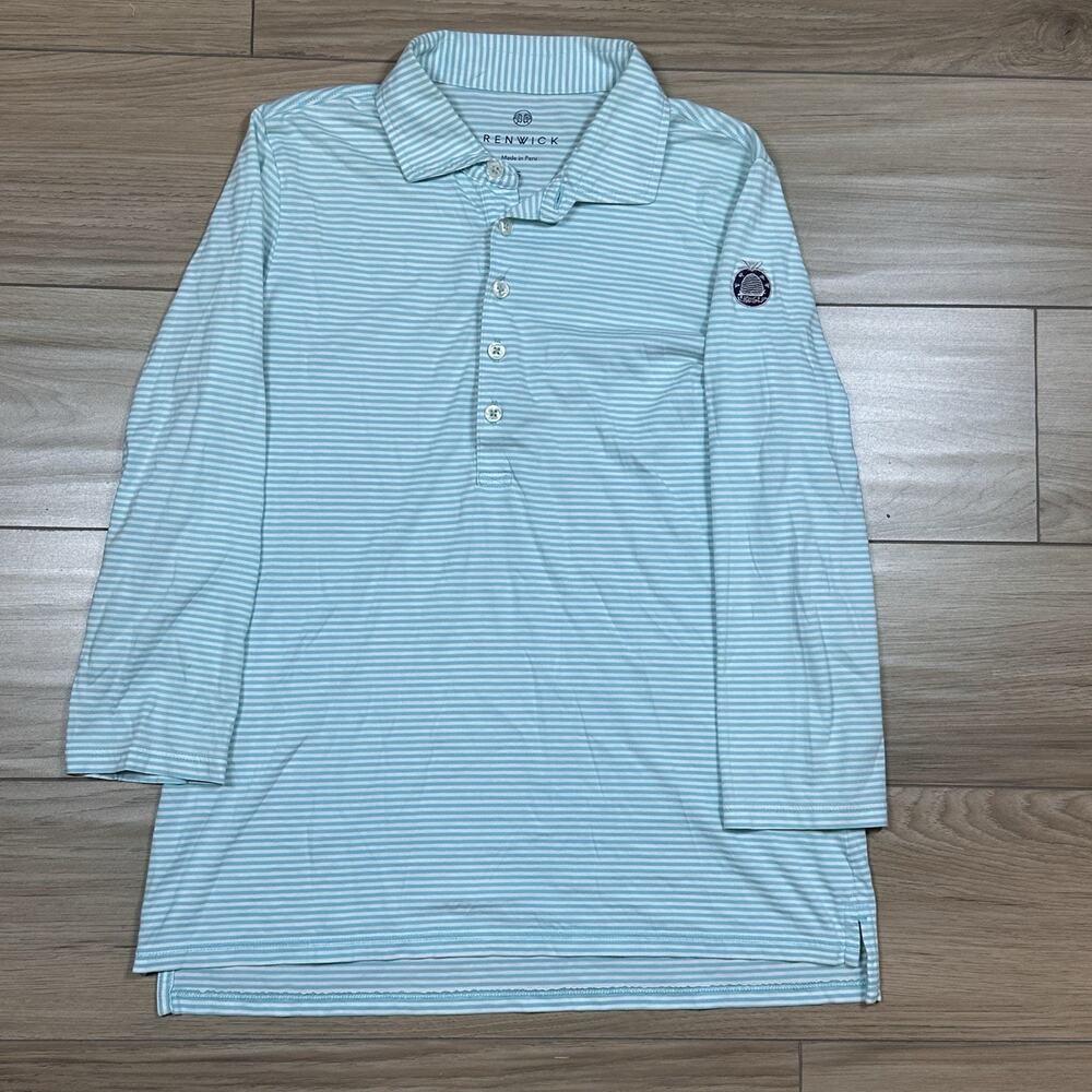Renwick Golf Womens Size Small Striped Collared Long Sleeve Polo Shirt Pink
